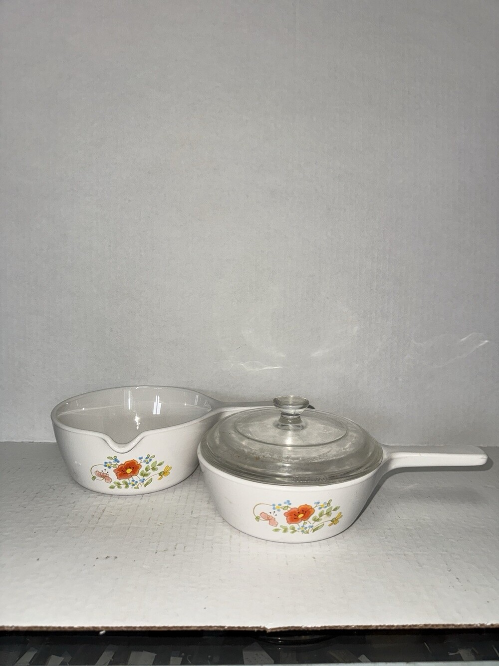 Vintage CorningWare Wildflower Menuette Saucepan Set 2 Pans